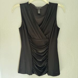 White House Black Market Black Ruched Tank Top Blouse Women's XS
